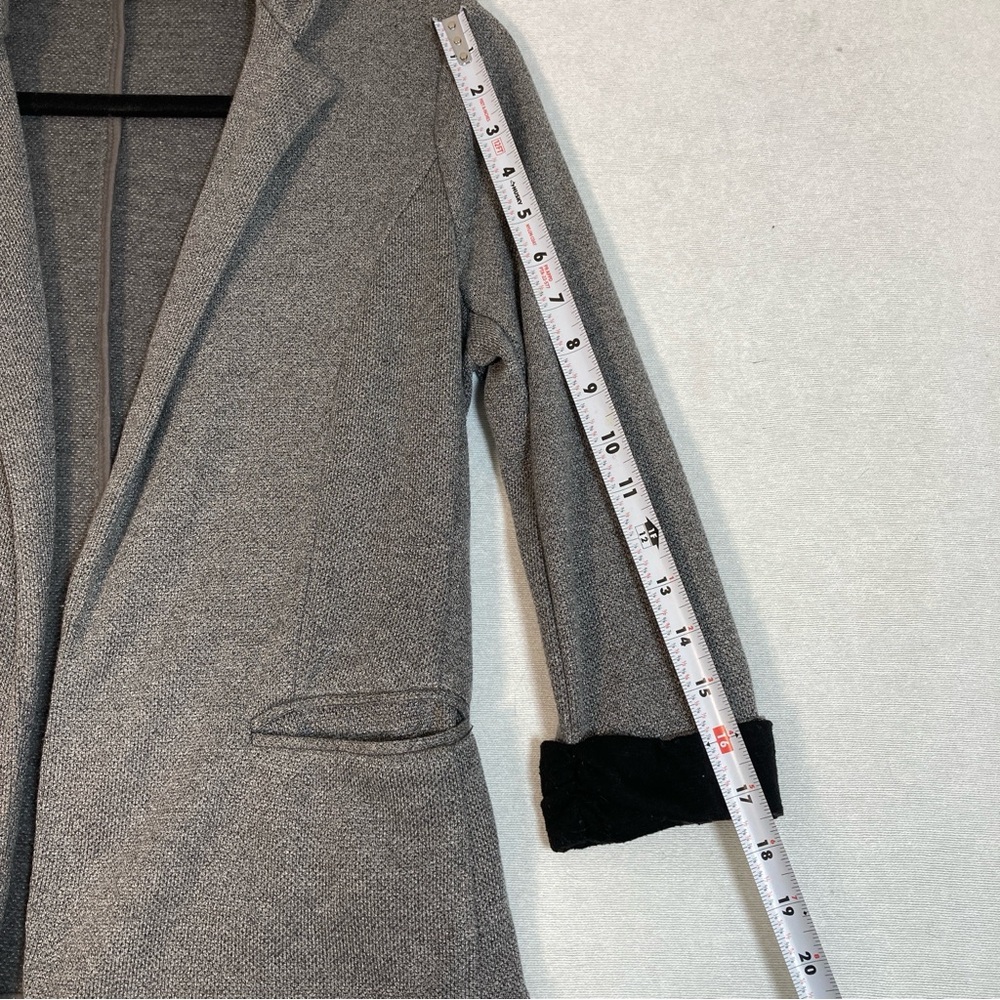 Skies Are Blue Asa Knit Blazer Gray Charcoal Open Front 3/4 Sleeves Cuffs Small - Picture 9 of 16